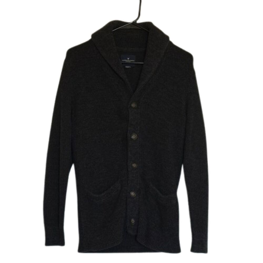American Eagle Cardigan Sweater Mens XS Pockets Lapel Chunky Grandpa Preppy Fall